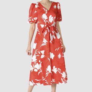 Julia Jordan balloon-sleeve orange dress, size 10